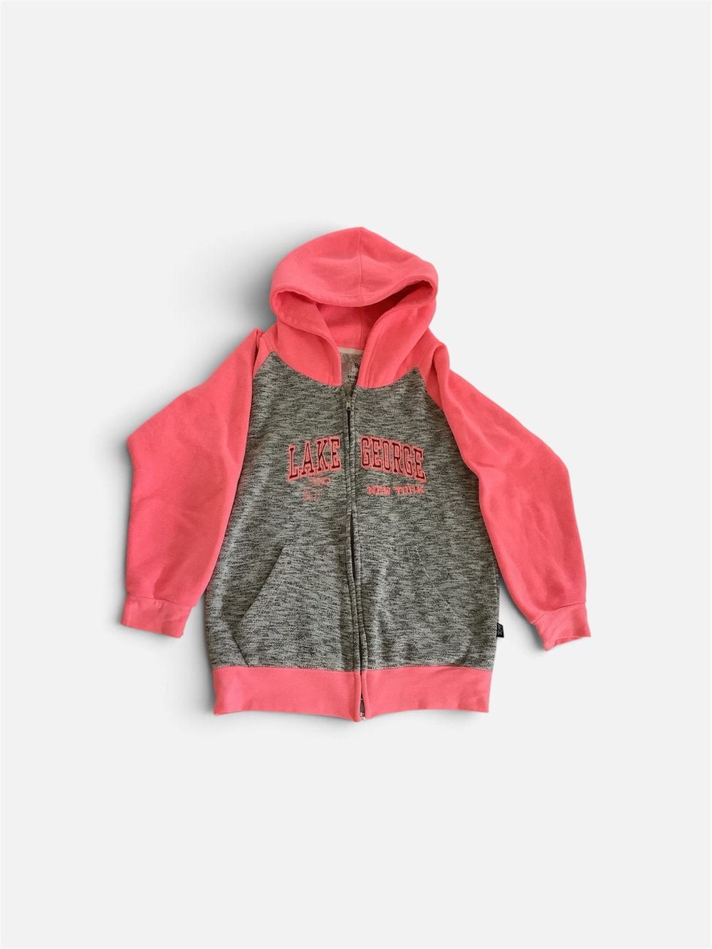George Pink & Gray Kids Zip-Up Hoodie